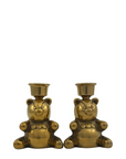 Vintage Brass Teddy Bear Candlestick Holders-A Pair