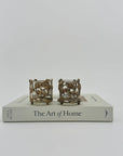 Vintage Brass Floral Candleholders-A Pair