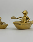 Vintage Brass Duck and Duckling Paddling Boats-A Pair