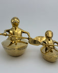 Vintage Brass Duck and Duckling Paddling Boats-A Pair