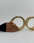 Vintage Brass Rams with Curled Horns-A Pair