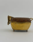 Vintage Brass Goat Trinket Dish With Enameled Etchings