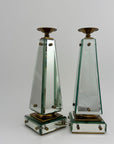 Pair of Vintage Maitland-Smith Mirrored Obelisk Candlesticks