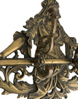 Antique Brass Wall Hook Rack – Victorian Lady Motif, Ornate Rococo Detail (8 lbs)