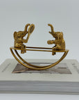 Vintage Brass Figurine of Elephants Enjoying a Tennis Match on a Teeter-Totter