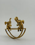 Vintage Brass Figurine of Elephants Enjoying a Tennis Match on a Teeter-Totter