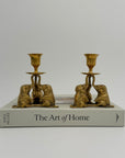 Vintage Brass Elephant Candleholders-A Pair