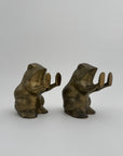 Vintage Brass Patty Cake Frog Bookends- A Pair