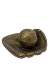 Vintage Brass Baseball Glove and Ball-A Two Piece Set