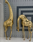 Vintage Brass Giraffe Pair – Tall Sculptural Mid Century Modern Figurines – Hollywood Regency Safari Decor – Statement Brass Animal Duo