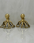 Rare Vintage Brass Octopus Pair – Coastal Luxe Sea Creature Sculptures – Mid Century Modern Nautical Decor – Oceanic Statement Art
