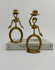 Cowboy Brass Candlestick Holders- A Pair