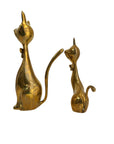 Mid-Century Modern Brass Cat Figurine Pair with Bow Ties – Vintage Whimsical Feline Décor