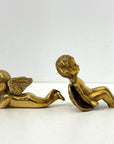 Vintage Polished Brass Cherub Angels — Set of Two Mid-Century Figurines