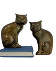 Vintage Brass Cat Sculptures — Mid-Century Modern Pair
