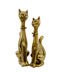 Large Vintage Brass Cats With Bow Tie-A Pair