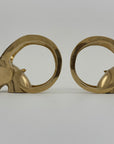 Vintage Brass Rams with Curled Horns-A Pair