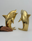 Vintage Solid Brass Dolphins – 10” Coastal Wishing Vessels/Coin Banks-A Pair