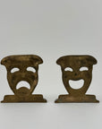 Vintage Brass Comedy & Tragedy Masks Decorative Bookends