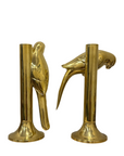 Oversized Hollywood Regency Brass Parrot Candlesticks — Pair-Over 1 Foot Tall