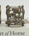 Vintage Brass Floral Candleholders-A Pair