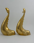 Vintage Brass Dolphin Sculptures- A Pair by Dolbi Cashier-14”