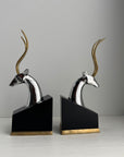 Mid-Century Chrome and Brass Antelope Bookends – Pair