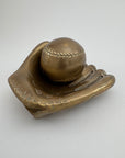 Vintage Brass Baseball Glove and Ball-A Two Piece Set