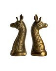 Vintage Brass Giraffe Head Sculptures – Mid-Century Modern Pair