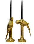 Oversized Hollywood Regency Brass Parrot Candlesticks — Pair-Over 1 Foot Tall