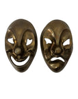 Vintage Brass Comedy & Tragedy Masks – Theater Wall Art, Made in India