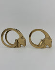 Vintage Brass Rams with Curled Horns-A Pair