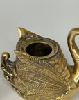 Pair of Vintage Brass Swan Candlestick Holders- Mid-Century Taper Candle Holders