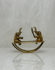 Rare Vintage Brass Figurine of Elephants Enjoying a Tennis Match on a Teeter-Totter
