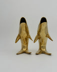 Vintage Solid Brass Dolphins – 10” Coastal Wishing Vessels/Coin Banks-A Pair