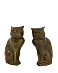 Vintage Brass Cat Sculptures — Mid-Century Modern Pair