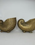 Vintage Brass Nautilus Shell Vessels / Wine Holders / Cachepots