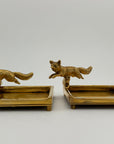 Vintage Brass Fox Trinket Dish-A Pair