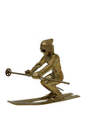 Vintage Brass Skier Figurine – Mid-Century Modern Alpine Sports Sculpture
