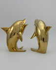 Vintage Solid Brass Dolphins – 10” Coastal Wishing Vessels/Coin Banks-A Pair