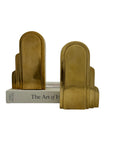 Vintage Art Deco Brass Bookends – Stepped Skyscraper Design (7.5” Tall)-A Pair