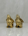 Vintage Brass Moon Gazing Bunnies-A Pair