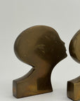 Rare Mid-Century Modern Brass Kissing Profile Sculptures-A Pair
