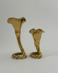Vintage Brass Calla Lily Candleholders – Interlocking Pair, Made in Hong Kong – Elegant Mid-Century Taper Holders (Set of 2)