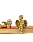 Vintage Polished Brass Cherub Angels — Set of Two Mid-Century Figurines