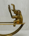 Rare Vintage Brass Figurine of Elephants Enjoying a Tennis Match on a Teeter-Totter