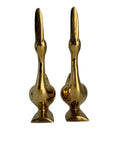 Vintage Polished Brass Geese Sculptures – Elegant Mid-Century Modern Pair