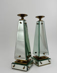 Pair of Vintage Maitland-Smith Mirrored Obelisk Candlesticks