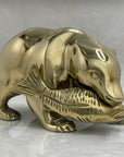 Vintage Brass MCM Bear with Fish in Mouth