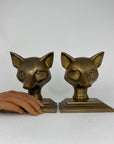 Vintage Brass Fox Head Bookends – The Clever Companions